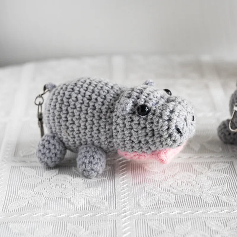 Crochet Hippo Doll Keychain Pendant