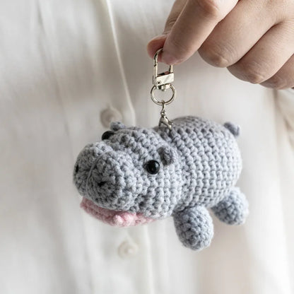 Crochet Hippo Doll Keychain Pendant