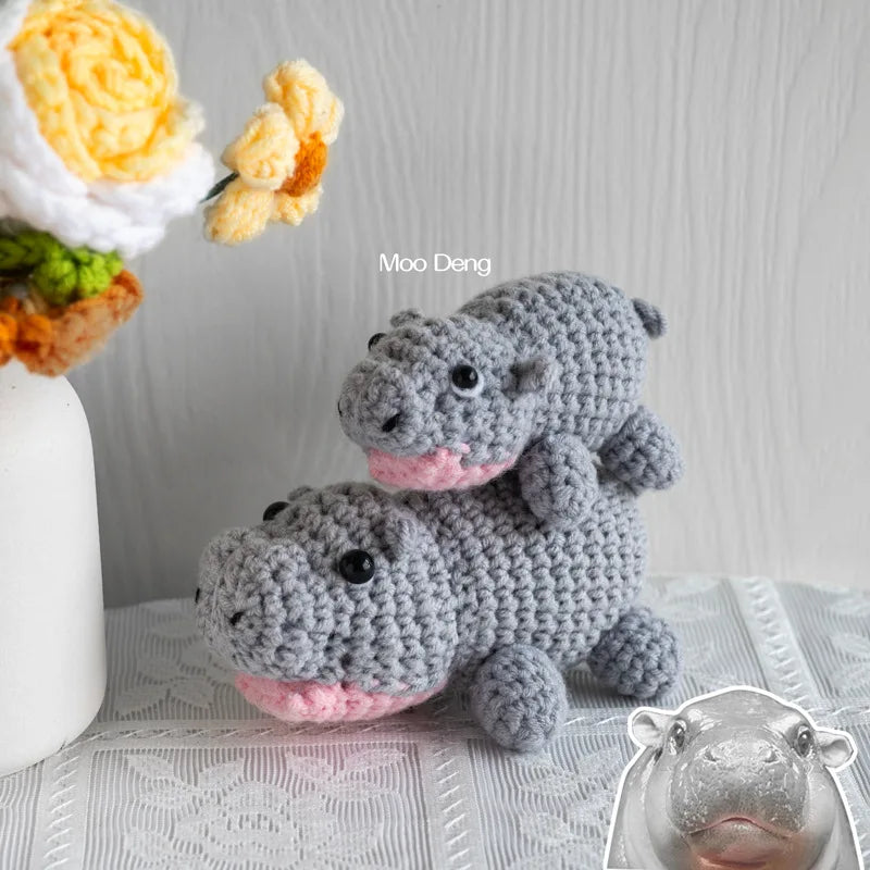 Crochet Hippo Doll Keychain Pendant