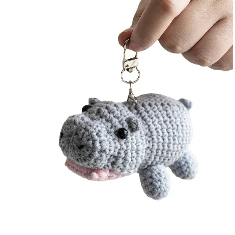 Crochet Hippo Doll Keychain Pendant