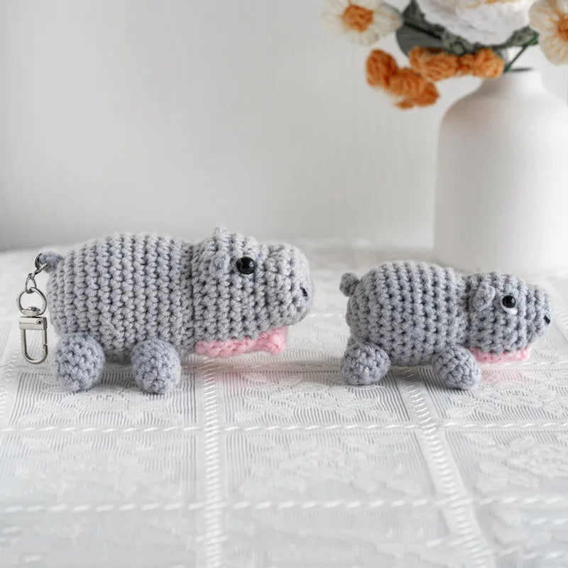 Crochet Hippo Doll Keychain Pendant